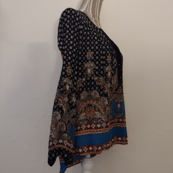 Anthropologie Meadow Rue Black Print Popover Flowy Blouse NWOT Size S - Picture 8 of 10